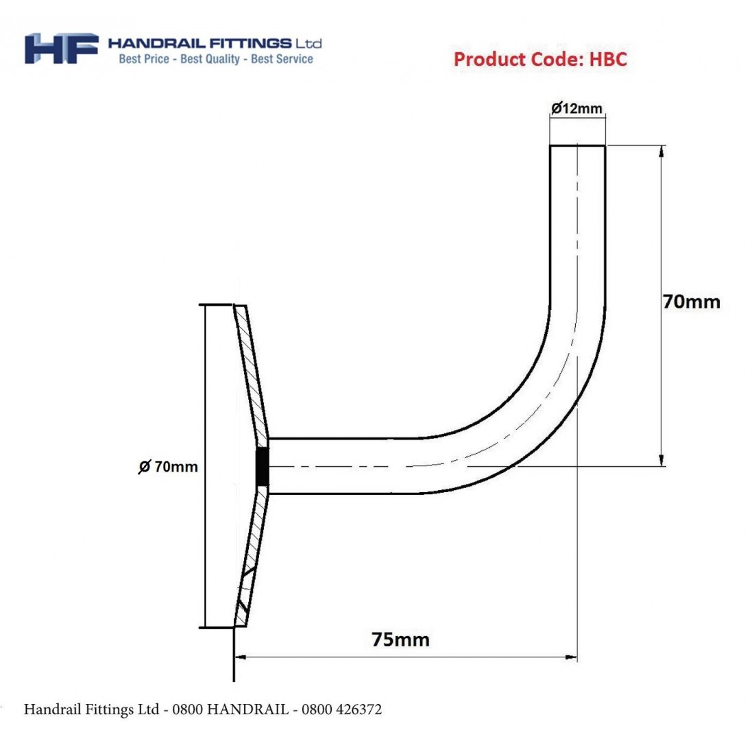 Handrail Bracket mild steel View Now at Handrail Fittings Ltd